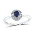 Sterling Silver Round Synthetic Blue Sapphire Gemstone Ring 1/8 Cttw - Splendid Jewellery