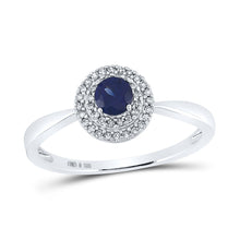 Load image into Gallery viewer, Sterling Silver Round Synthetic Blue Sapphire Gemstone Ring 1/8 Cttw - Splendid Jewellery