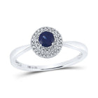 Sterling Silver Round Synthetic Blue Sapphire Gemstone Ring 1/8 Cttw - Splendid Jewellery