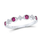 Sterling Silver Round Synthetic Ruby Gemstone Ring 0.03 Cttw - Splendid Jewellery
