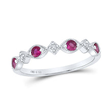 Load image into Gallery viewer, Sterling Silver Round Synthetic Ruby Gemstone Ring 0.03 Cttw - Splendid Jewellery