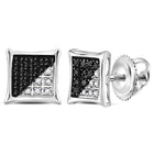 Sterling Silver Square Kite Black Diamond Men's Earrings - 1/10 Cttw Enhanced Black Color Diamonds  Top View from Splendid Jewellery