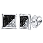 Sterling Silver Square Kite Black Diamond Men's Earrings - 1/10 Cttw Enhanced Black Color Diamonds  Side View from Splendid Jewellery