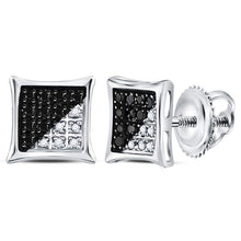 Load image into Gallery viewer, Sterling Silver Square Kite Black Diamond Men's Earrings - 1/10 Cttw Enhanced Black Color Diamonds - Splendid Jewellery