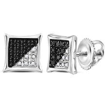 Load image into Gallery viewer, Sterling Silver Square Kite Black Diamond Men's Earrings - 1/10 Cttw Enhanced Black Color Diamonds - Splendid Jewellery