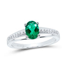 Sterling Silver Women's Oval Lab Created Emerald Solitaire Ring 1/20 Cttw - Splendid Jewellery