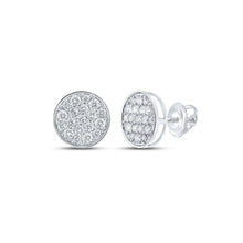 Load image into Gallery viewer, Stunning 10kt White Gold Men's Round Diamond Cluster Earrings - 3/4 Cttw - Splendid Jewellery