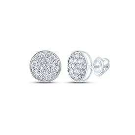 Stunning 10kt White Gold Men's Round Diamond Cluster Earrings - 3/4 Cttw - Splendid Jewellery