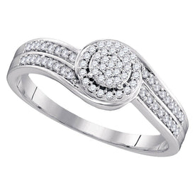 Swirling Brilliance: 10kt White Gold Diamond Cluster Ring - Splendid Jewellery