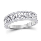 Symmetrical Brilliance: 10kt White Gold Diamond Filigree Band Ring - Splendid Jewellery