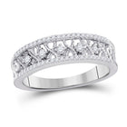 Symmetrical Brilliance: 10kt White Gold Diamond Filigree Band Ring - Splendid Jewellery