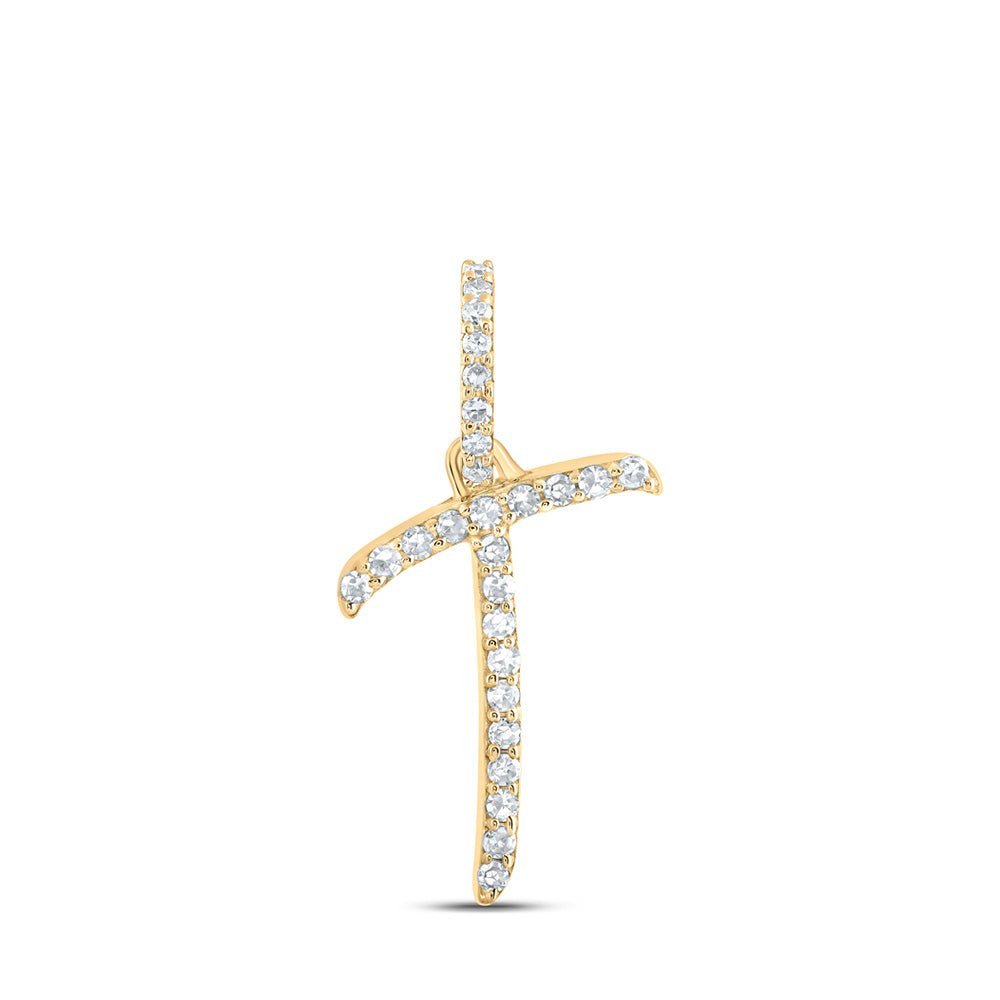 T - Timeless Brilliance: 10kt Yellow Gold Diamond Initial Pendant - Splendid Jewellery