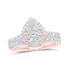 Load image into Gallery viewer, Teardrop Brilliance: 10kt Rose Gold Diamond Wedding Ring Band Set - Splendid Jewellery
