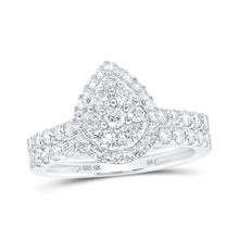 Load image into Gallery viewer, Teardrop Brilliance: 10kt White Gold Diamond Bridal Wedding Ring Band Set - Splendid Jewellery