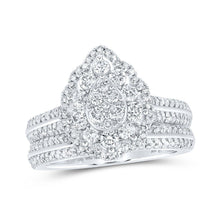 Load image into Gallery viewer, Teardrop Brilliance: 10kt White Gold Diamond Wedding Ring Band Set - Splendid Jewellery