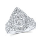 Teardrop Brilliance: 10kt White Gold Round Diamond Bridal Wedding Ring - Splendid Jewellery