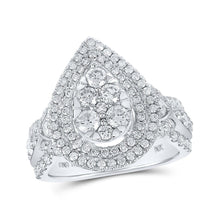 Load image into Gallery viewer, Teardrop Brilliance: 10kt White Gold Round Diamond Bridal Wedding Ring - Splendid Jewellery