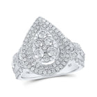 Teardrop Brilliance: 10kt White Gold Round Diamond Bridal Wedding Ring - Splendid Jewellery