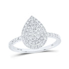 Teardrop Brilliance: 10kt White Gold Round Diamond Fashion Ring 1/2 Cttw - Splendid Jewellery