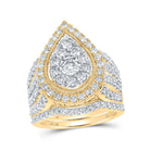 Teardrop Brilliance | 10kt Yellow Gold Diamond Wedding Ring Band Set 2 Cttw - Splendid Jewellery