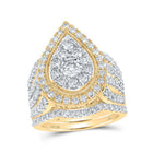 Teardrop Brilliance | 10kt Yellow Gold Diamond Wedding Ring Band Set 2 Cttw - Splendid Jewellery