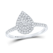 Load image into Gallery viewer, Teardrop Brilliance Diamond Cluster Ring Top view from the 10Kt White Gold Womens Round Diamond Teardrop Ring 1 3 Cttwpin286573 collection by Splendid Jewellery