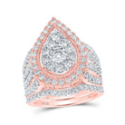 Teardrop Elegance | 10kt Rose Gold Diamond Bridal Wedding Ring Set - Splendid Jewellery