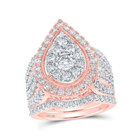 Teardrop Elegance | 10kt Rose Gold Diamond Bridal Wedding Ring Set - Splendid Jewellery