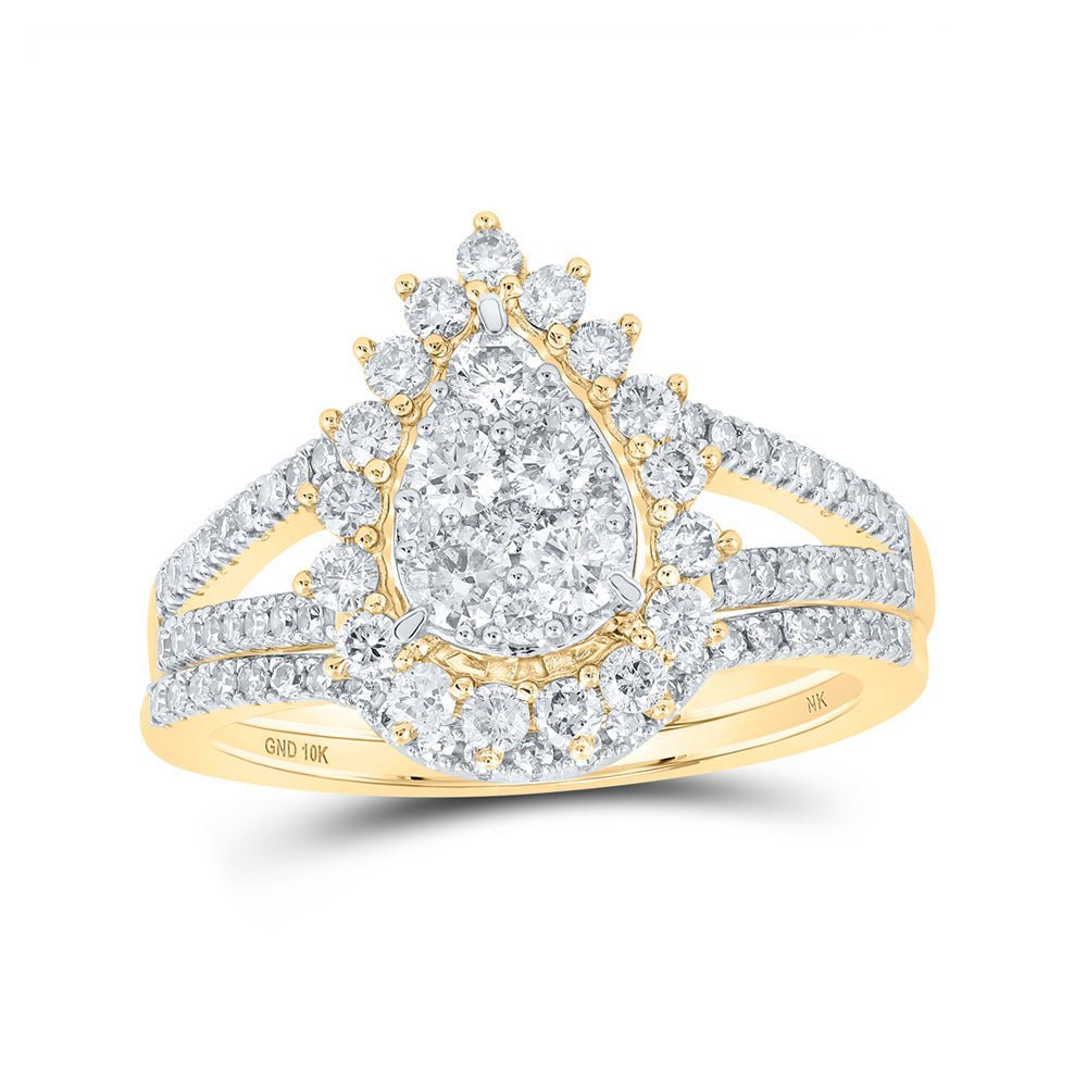 Teardrop Treasures | 10kt Yellow Gold Diamond Bridal Wedding Ring Set - Splendid Jewellery