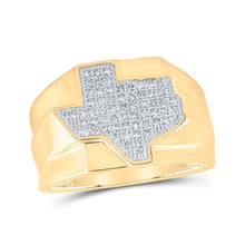Load image into Gallery viewer, Texas State Diamond Band Ring - 1/4 Cttw in 10kt Yellow Gold for Men - Splendid Jewellery