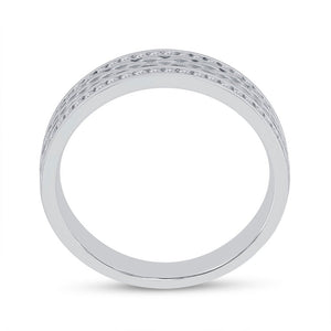 The Dazzling Brilliance 14kt White Gold Men's Round Diamond Wedding Brick Inlay Band Ring 1/3 Cttw - Splendid Jewellery