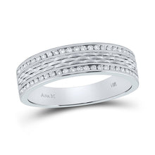 Load image into Gallery viewer, The Dazzling Brilliance 14kt White Gold Men's Round Diamond Wedding Brick Inlay Band Ring 1/3 Cttw - Splendid Jewellery