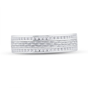 The Dazzling Brilliance 14kt White Gold Men's Round Diamond Wedding Brick Inlay Band Ring 1/3 Cttw - Splendid Jewellery