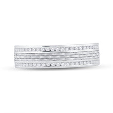 Load image into Gallery viewer, The Dazzling Brilliance 14kt White Gold Men's Round Diamond Wedding Brick Inlay Band Ring 1/3 Cttw - Splendid Jewellery