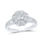 The Dazzling Diamond Cascade Ring | 14kt White Gold Womens Round Diamond Cluster Ring 1 Cttw | Splendid Jewellery - Splendid Jewellery
