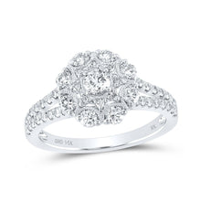 Load image into Gallery viewer, The Dazzling Diamond Cascade Ring | 14kt White Gold Womens Round Diamond Cluster Ring 1 Cttw | Splendid Jewellery - Splendid Jewellery