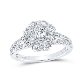 The Dazzling Diamond Cascade Ring | 14kt White Gold Womens Round Diamond Cluster Ring 1 Cttw | Splendid Jewellery - Splendid Jewellery