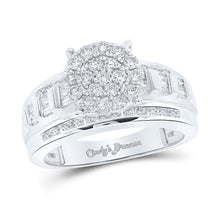 Load image into Gallery viewer, The Dazzling Love Affair | 10kt White Gold Round Diamond Cluster Bridal Wedding Engagement Ring 1 Cttw - Splendid Jewellery
