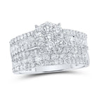 The Dazzling Love Story: 14kt White Gold His Hers Round Diamond Cluster Wedding Set - Splendid Jewellery