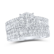 Load image into Gallery viewer, The Dazzling Love Story: 14kt White Gold His Hers Round Diamond Cluster Wedding Set - Splendid Jewellery