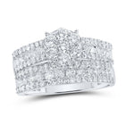 The Dazzling Love Story: 14kt White Gold His Hers Round Diamond Cluster Wedding Set - Splendid Jewellery