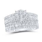 The Dazzling Love Story: 14kt White Gold His Hers Round Diamond Cluster Wedding Set - Second Side View
