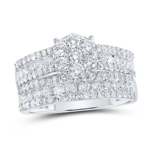 The Dazzling Love Story: 14kt White Gold His Hers Round Diamond Cluster Wedding Set - Splendid Jewellery