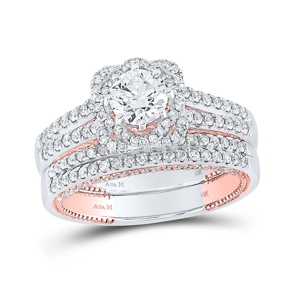 The Enchanting Two - Tone Gold Diamond and Sapphire Wedding Ring Set - Splendid Jewellery