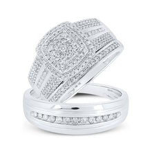 Load image into Gallery viewer, The Eternal Love 10kt White Gold His Hers Round Diamond Square Matching Wedding Set - Alternate view 1 from Splendid Jewellery