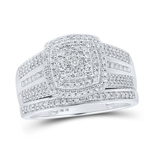 The Eternal Love 10kt White Gold His Hers Round Diamond Square Matching Wedding Set - Splendid Jewellery