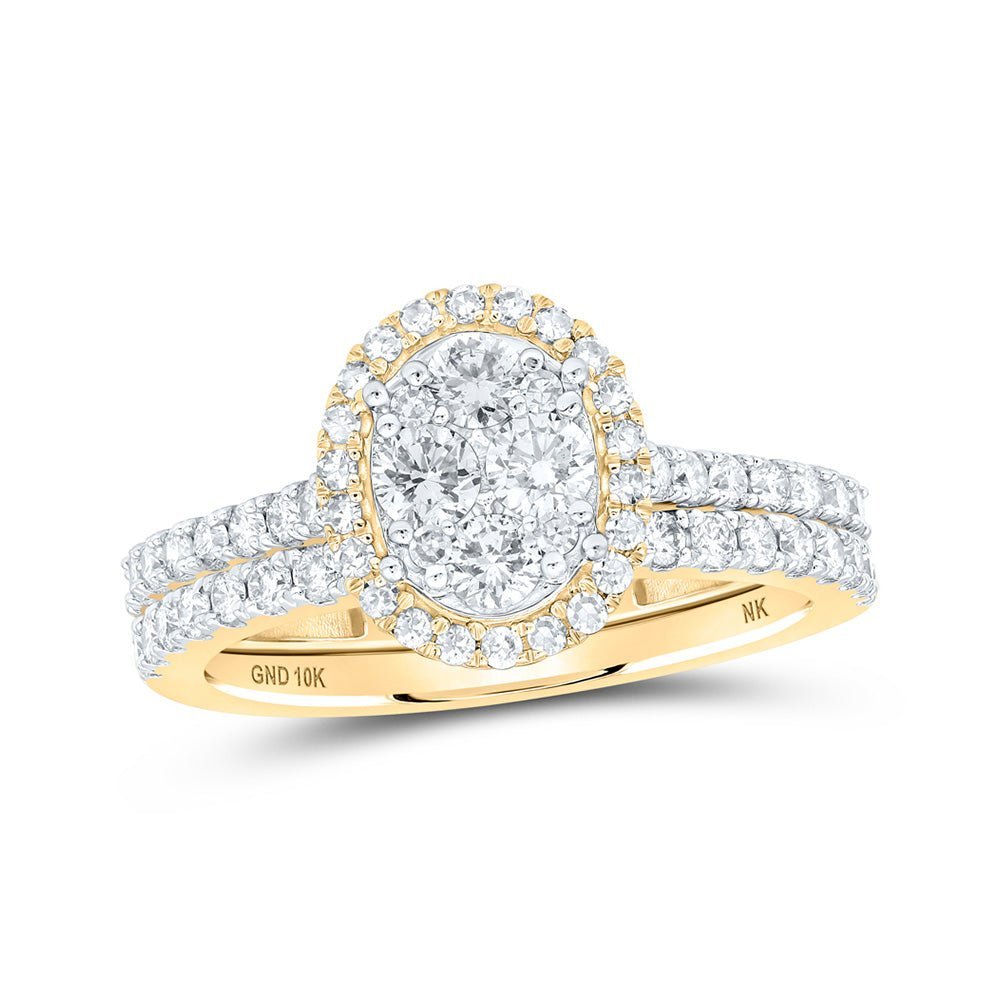 The Eternal Love 10kt Yellow Gold Diamond Oval Bridal Wedding Ring Set - Splendid Jewellery