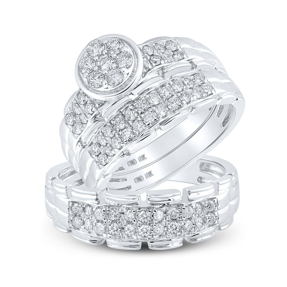 The Eternal Love Diamond Cluster Wedding Set - Splendid Jewellery