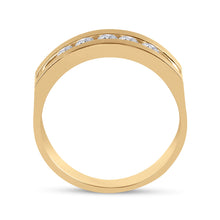 Load image into Gallery viewer, The Eternal Radiance: 10kt Yellow Gold Mens Round Diamond Wedding 5-Stone Band Ring product Side View 2 from Splendid Jewellery