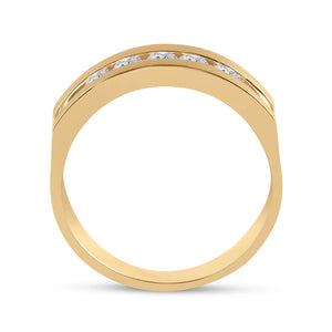 The Eternal Radiance: 10kt Yellow Gold Mens Round Diamond Wedding 5 - Stone Band Ring - Splendid Jewellery